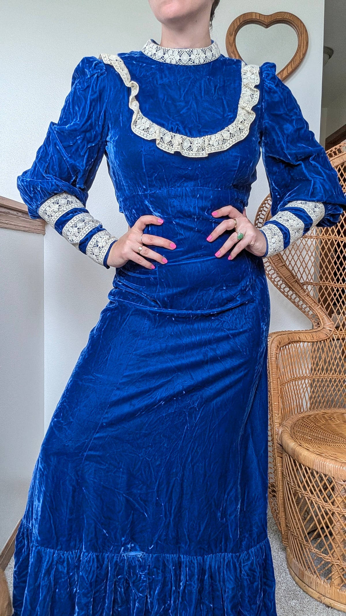 1960s blue velvet dress