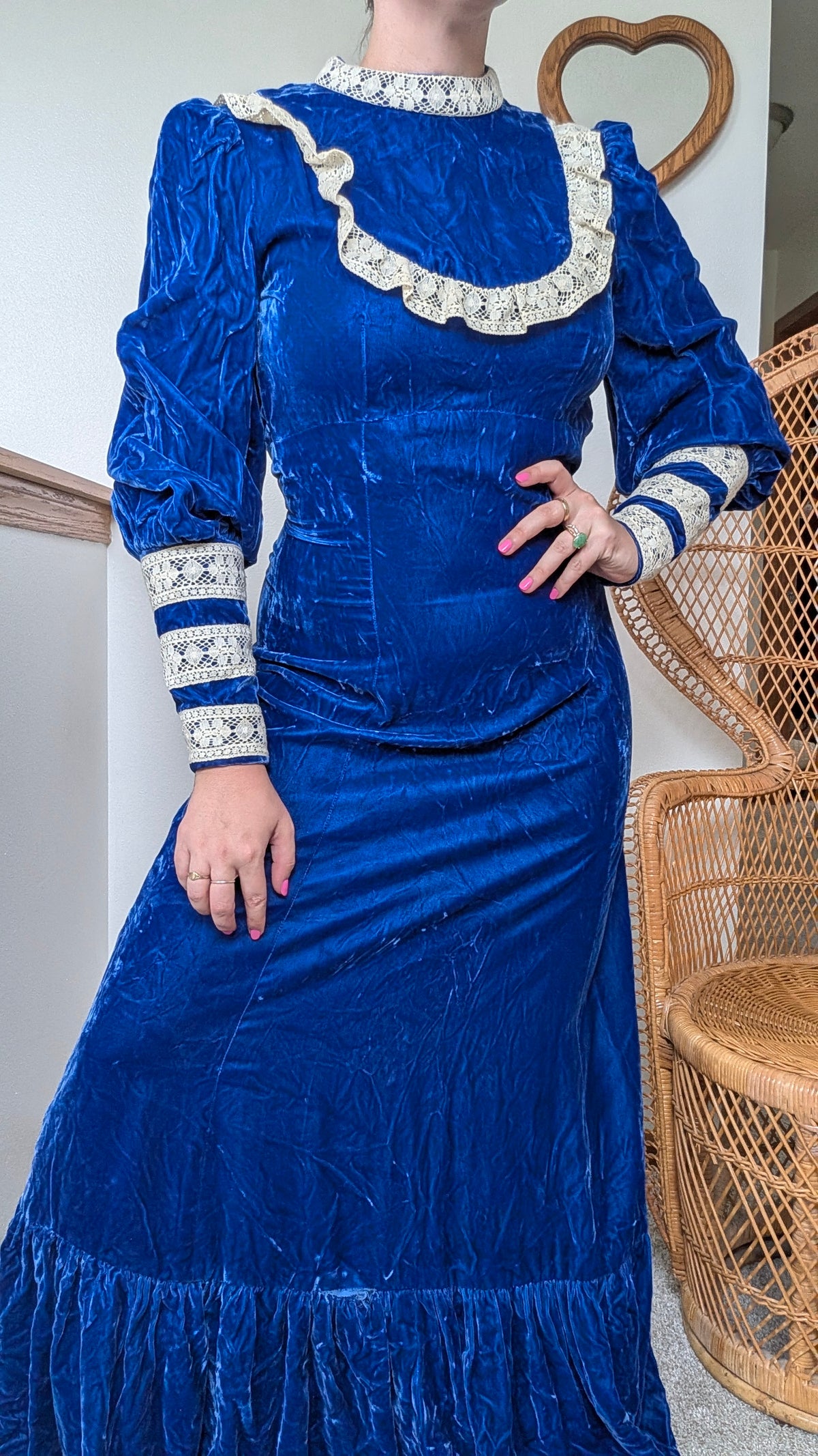 1960s blue velvet dress
