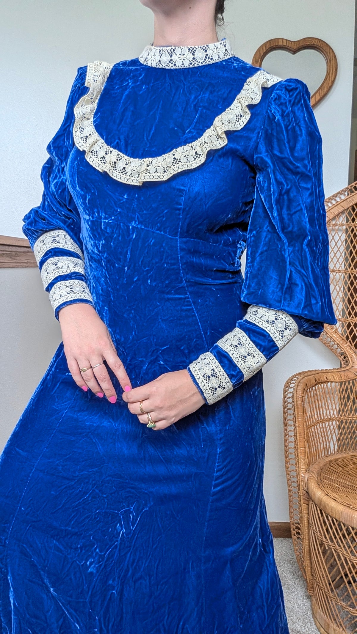 1960s blue velvet dress