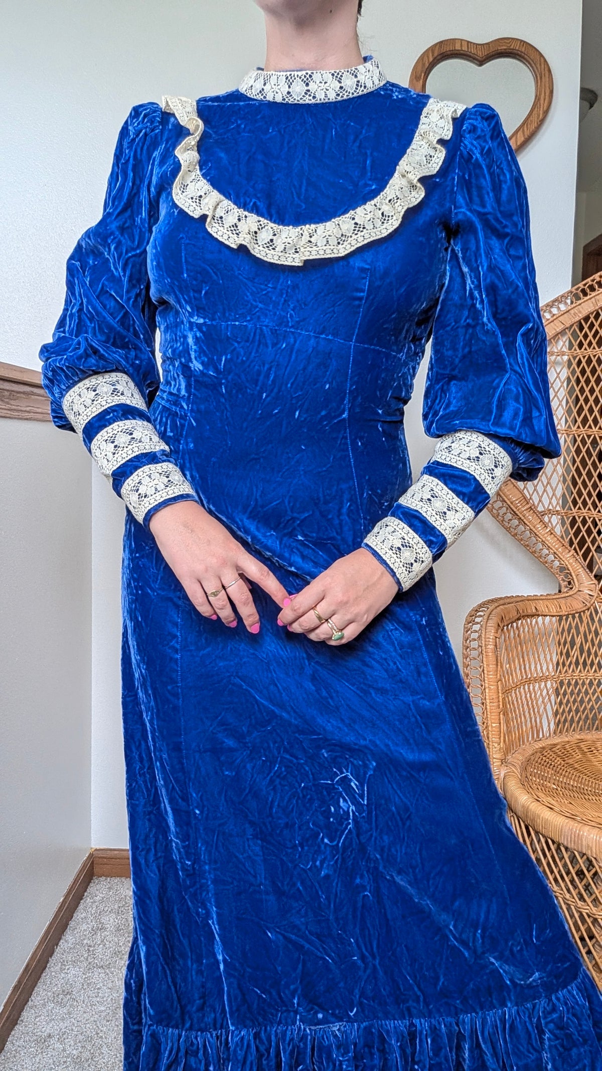 1960s blue velvet dress