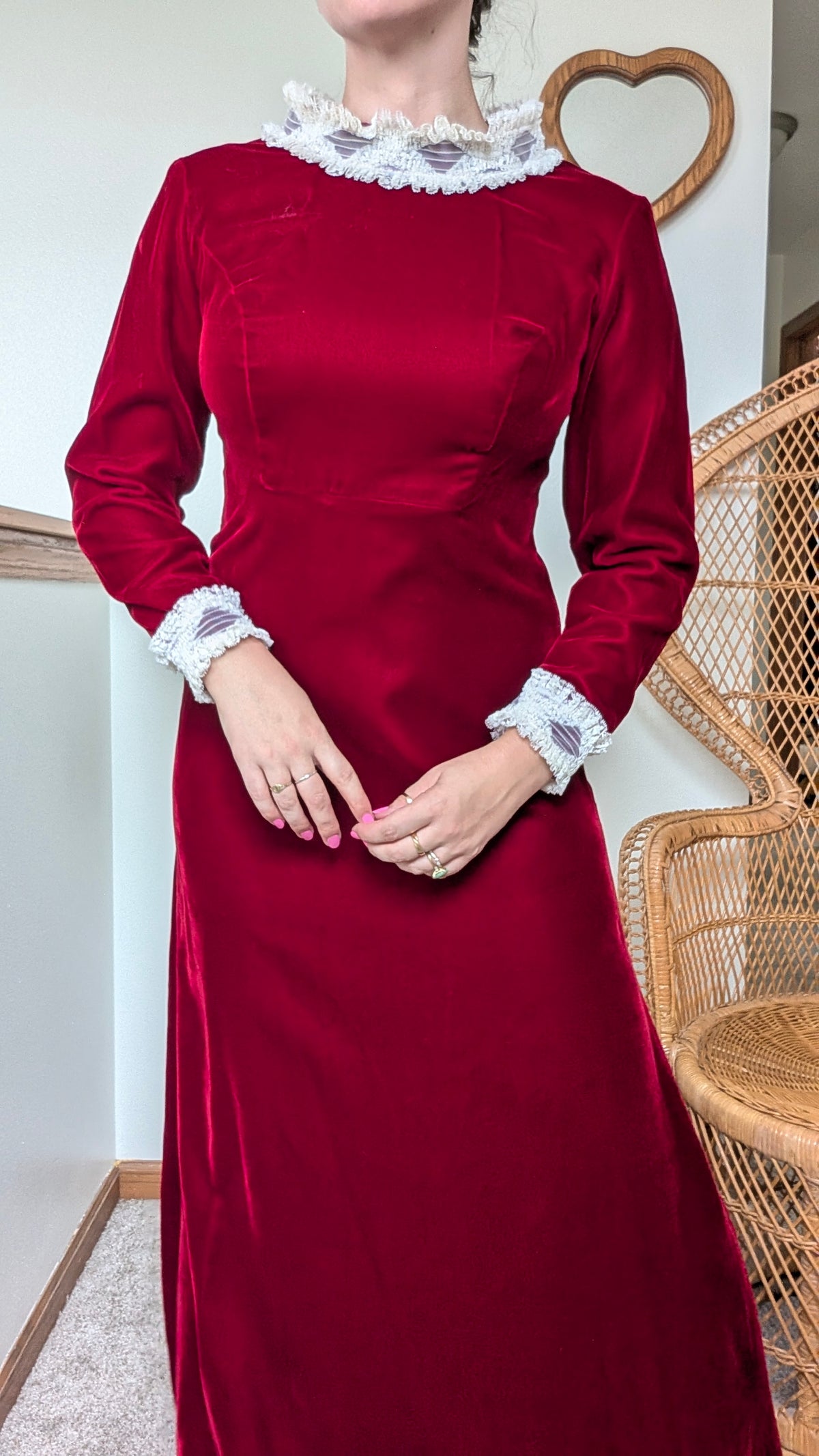 1960s red velvet dress
