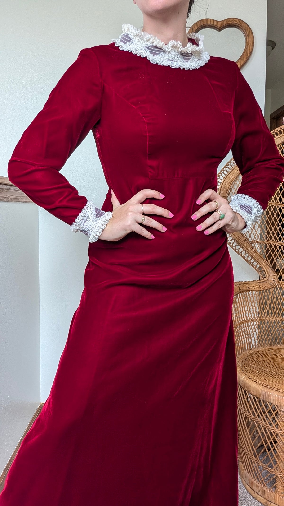 1960s red velvet dress