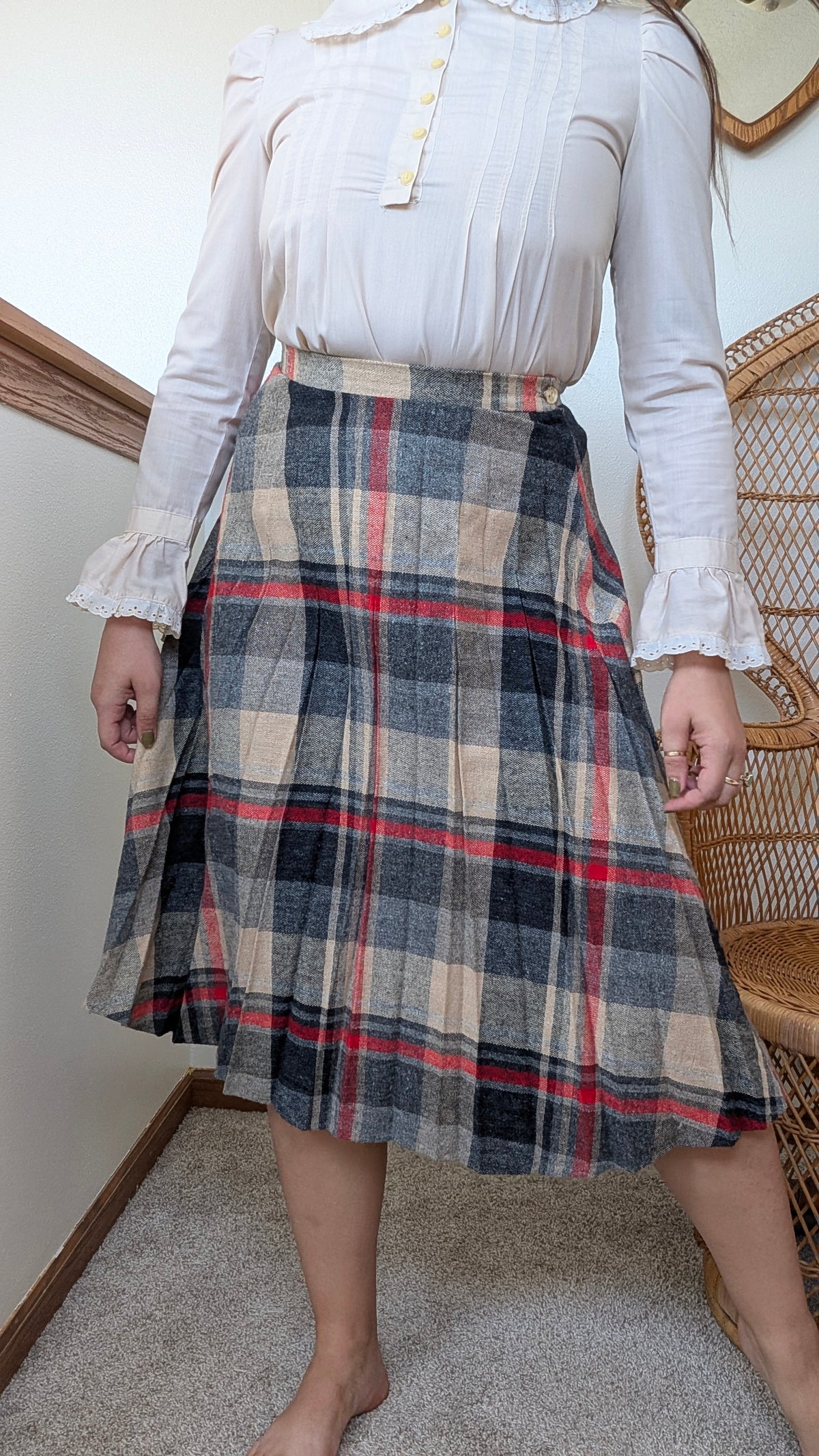 1980s pleated plaid skirt Skirt Rad Bonnie's Vintage