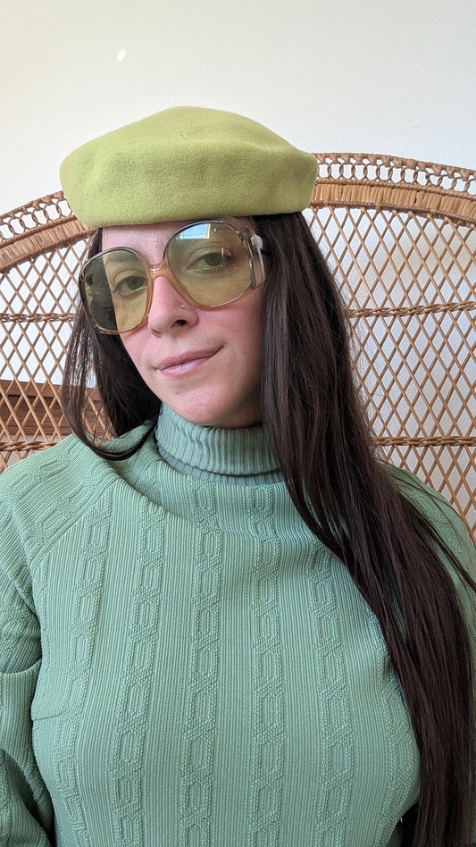 1950s lime beret Beret Rad Bonnie's Vintage