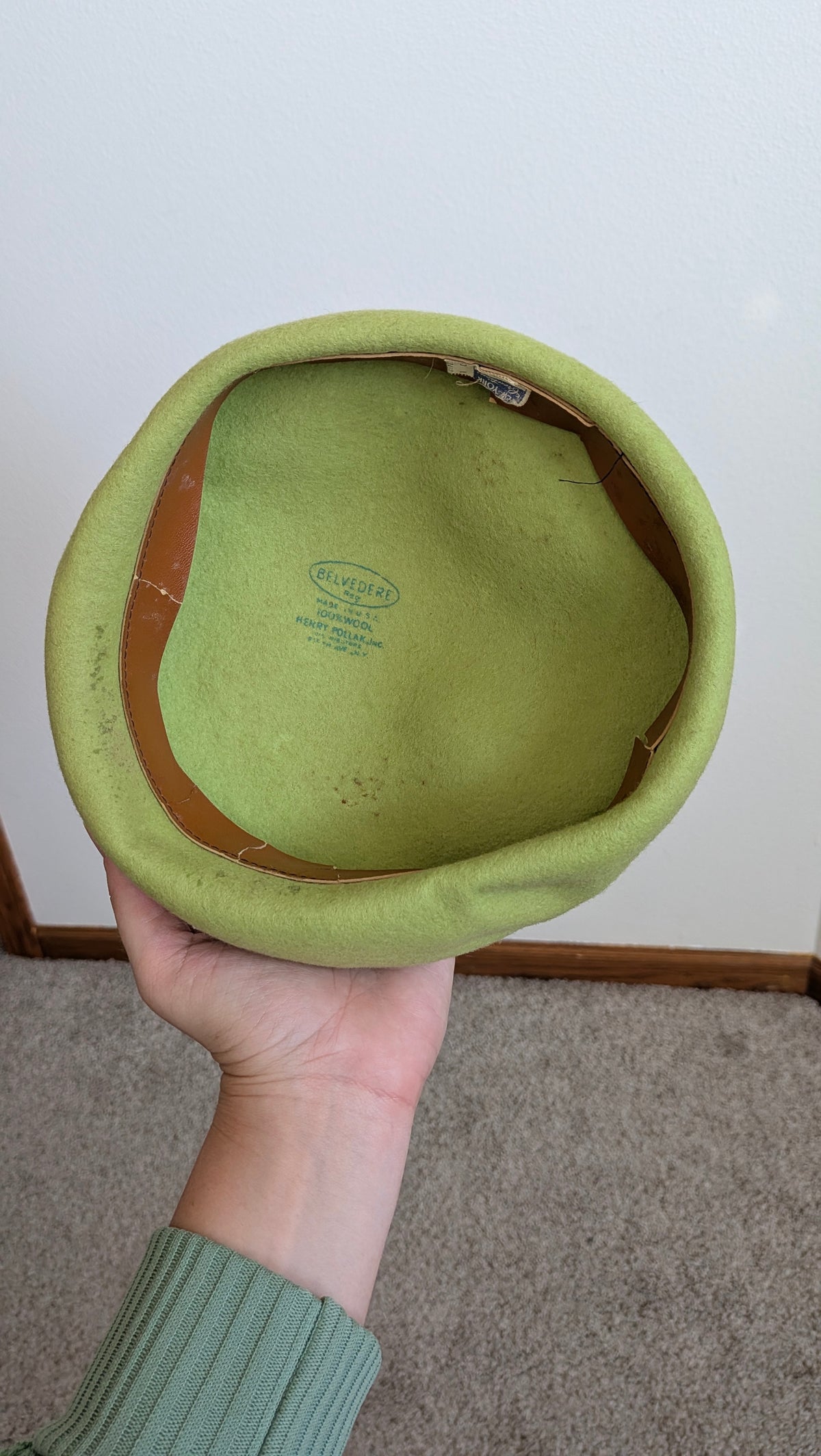 1950s lime beret Beret Rad Bonnie's Vintage