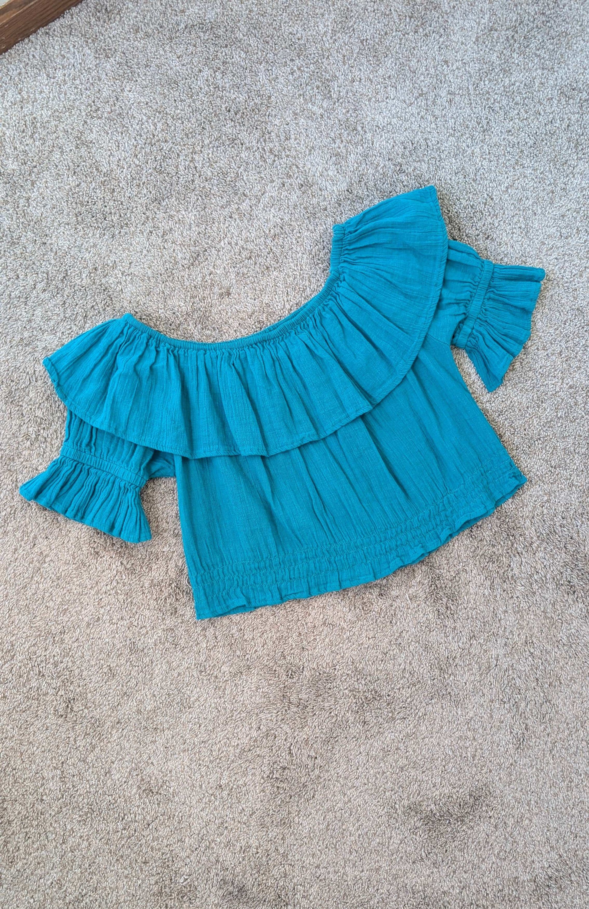 1970s teal top Top Rad Bonnie's Vintage