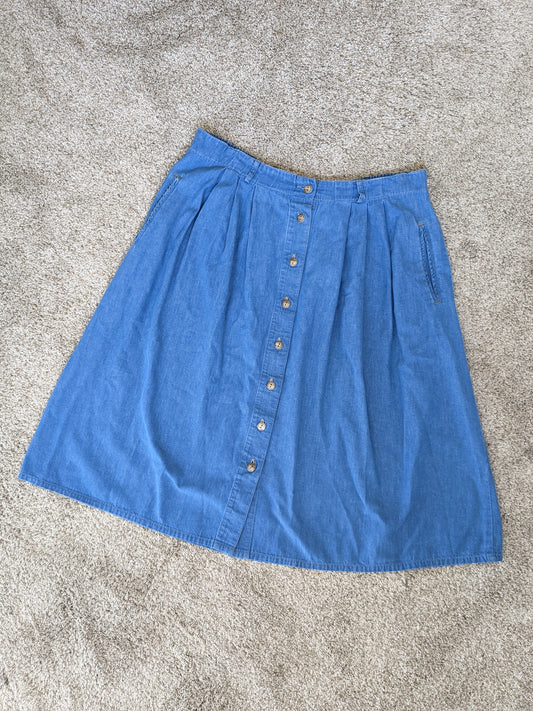 1990s chambray button down skirt Skirt Rad Bonnie's Vintage