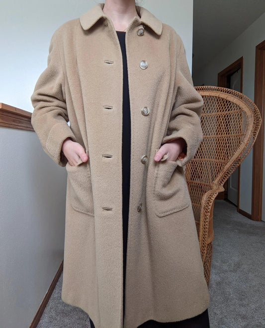 1950s Tan 100% Wool Coat Coat Rad Bonnie's Vintage