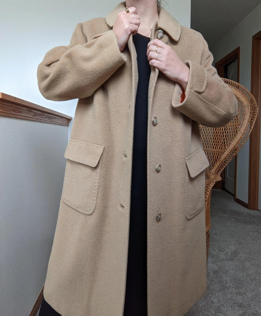 1950s Tan 100% Wool Coat Coat Rad Bonnie's Vintage