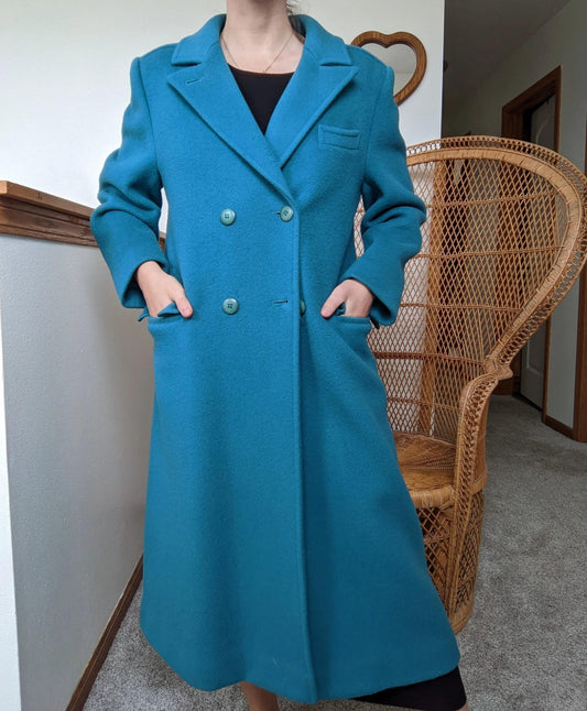 1970s 100% Wool Pendleton Teal Coat Coat Rad Bonnie's Vintage