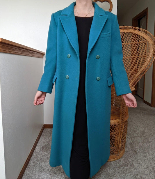 1970s 100% Wool Pendleton Teal Coat Coat Rad Bonnie's Vintage