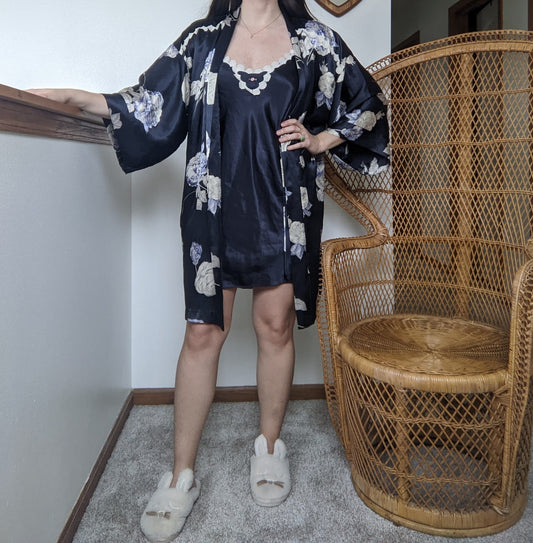 1980s Slip Dress and Coordinating Robe Robe Rad Bonnie's Vintage