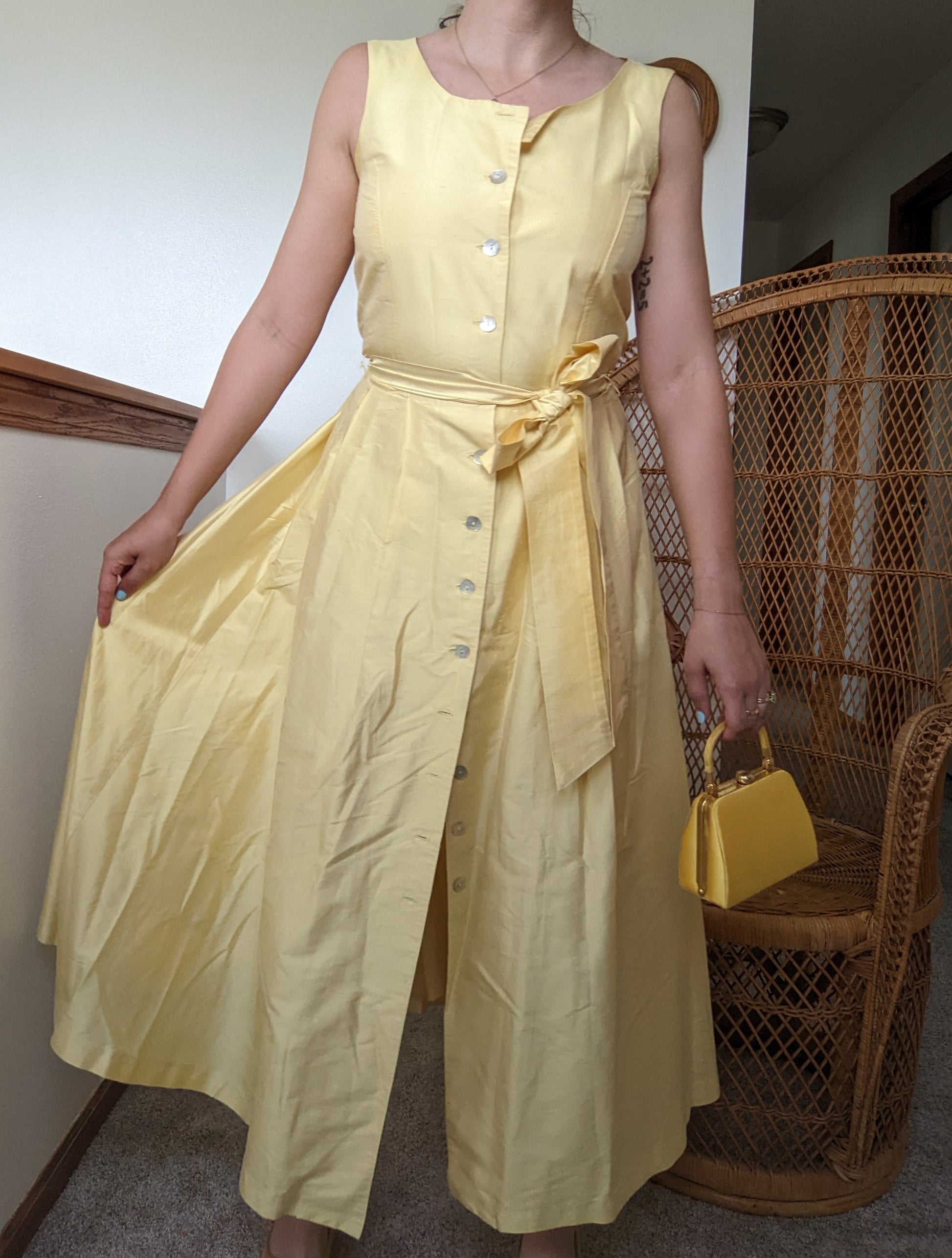 1980s does 50s Silk Dress Dress Rad Bonnie's Vintage
