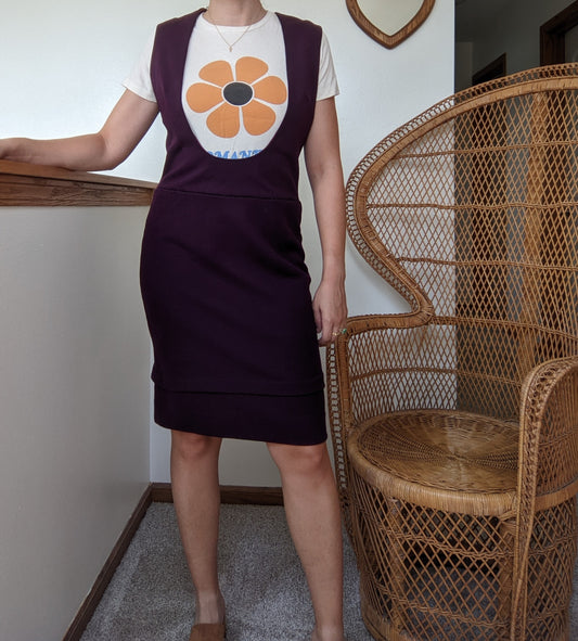 1970s Plum Overall Dress Dress Rad Bonnie's Vintage