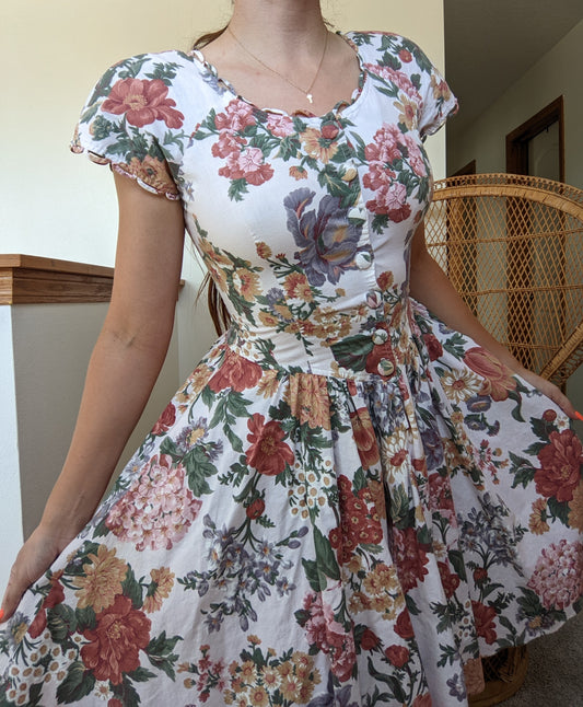 1980s Autumnal Floral Dress Dress Rad Bonnie's Vintage
