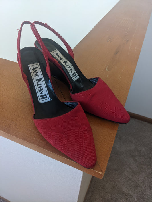1980s Italian Sling Back Wedges, Size 7M Shoes Rad Bonnie's Vintage