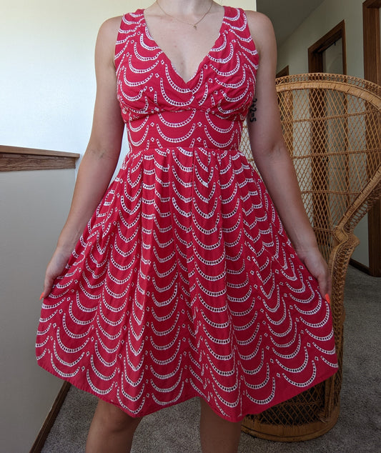 Y2k Red Eyelet Cotton Summer Dress Dress Rad Bonnie's Vintage