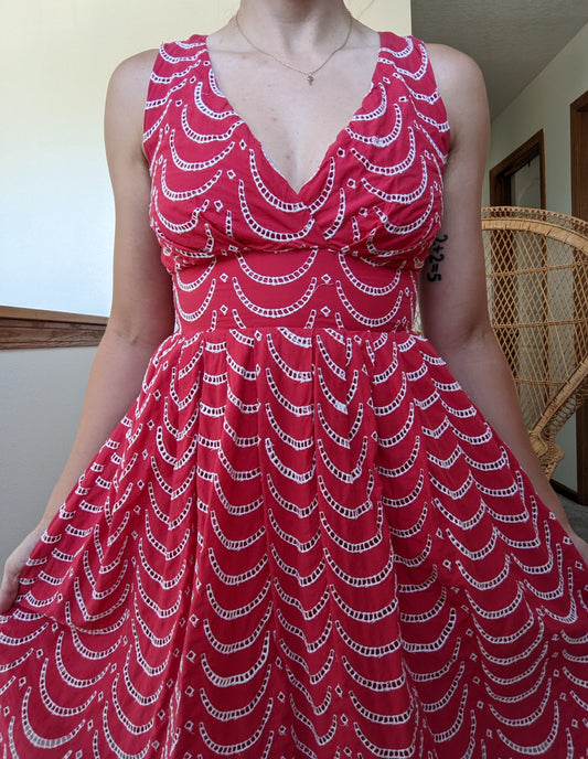 Y2k Red Eyelet Cotton Summer Dress Dress Rad Bonnie's Vintage