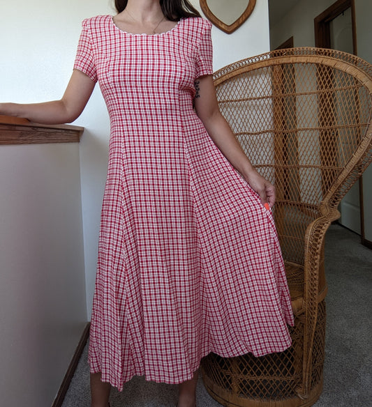 1980s Gingham Midi Dress Dress Rad Bonnie's Vintage