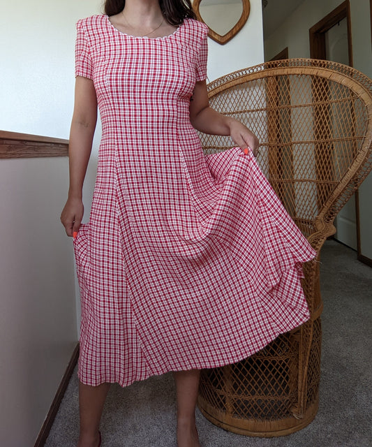 1980s Gingham Midi Dress Dress Rad Bonnie's Vintage