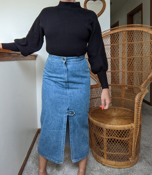1980s Denim Maxi Skirt Skirt Rad Bonnie's Vintage