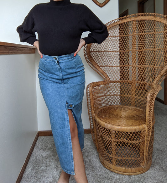 1980s Denim Maxi Skirt Skirt Rad Bonnie's Vintage
