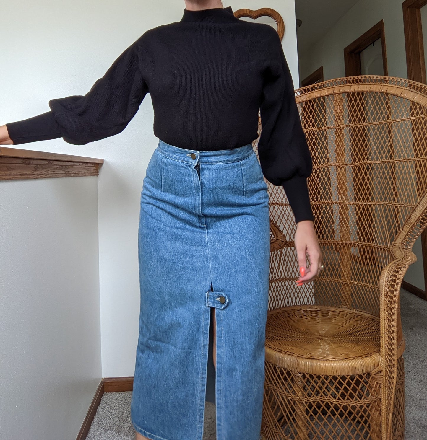 1980s Denim Maxi Skirt