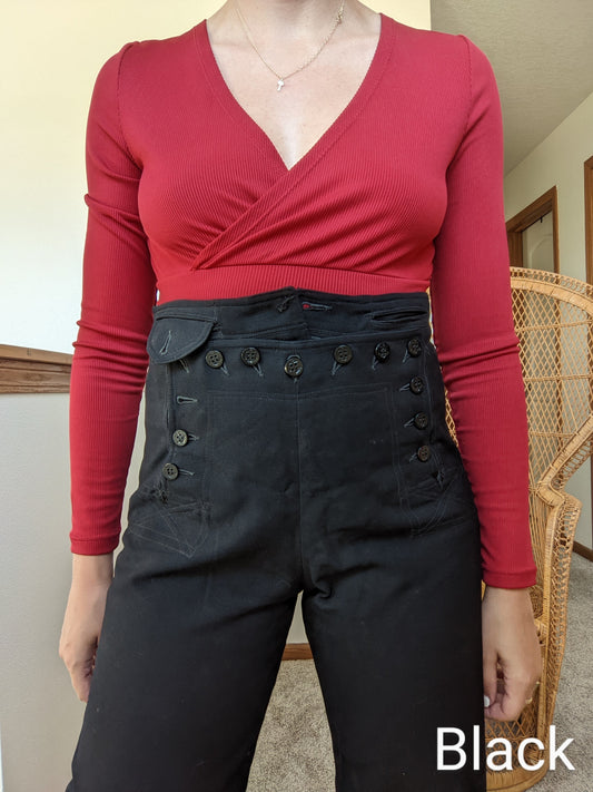 1940s Black Naval Clothing Factory Pants Pants Rad Bonnie's Vintage
