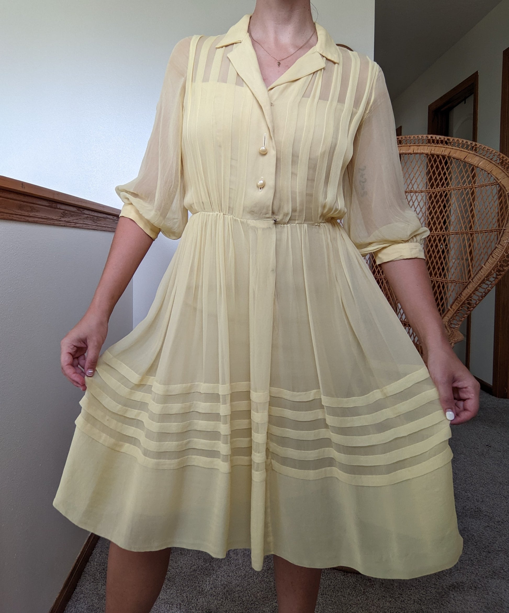 1940s Pastel Yellow Dress Dress Rad Bonnie's Vintage