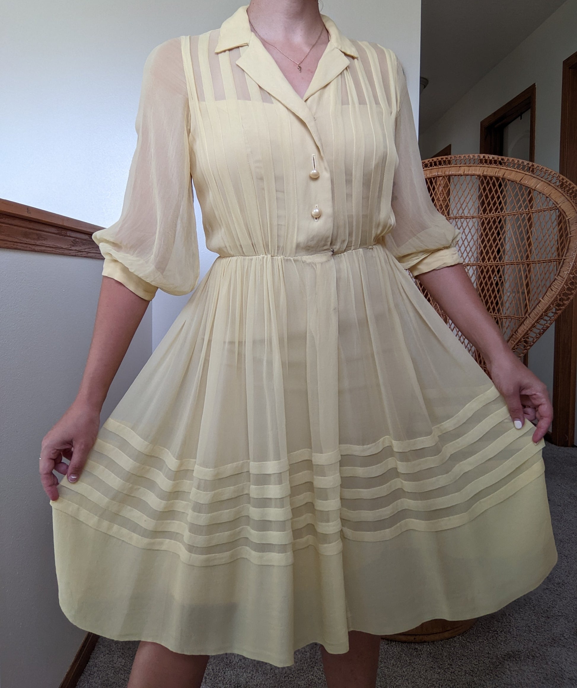 1940s Pastel Yellow Dress Dress Rad Bonnie's Vintage