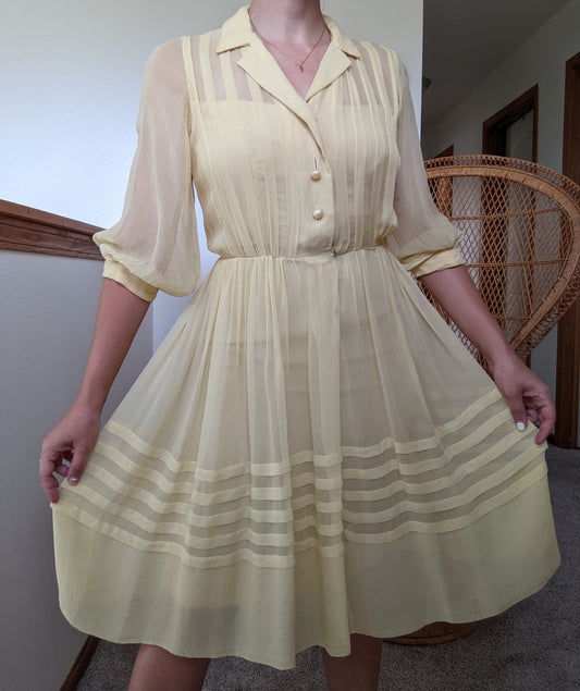 1940s Pastel Yellow Dress Dress Rad Bonnie's Vintage