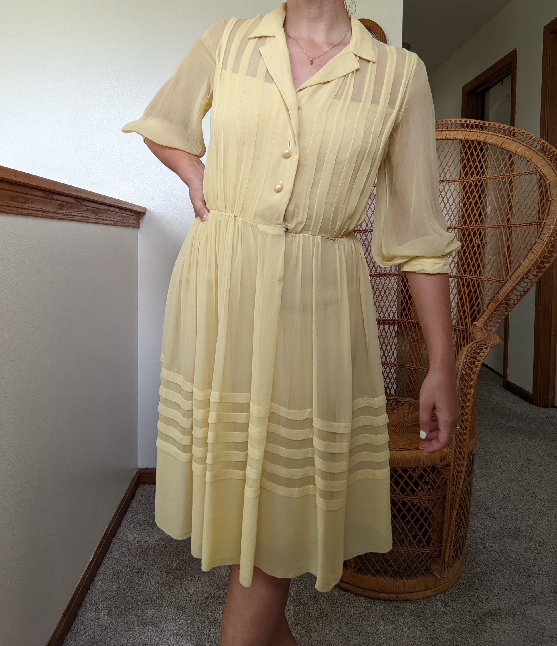 1940s Pastel Yellow Dress Dress Rad Bonnie's Vintage