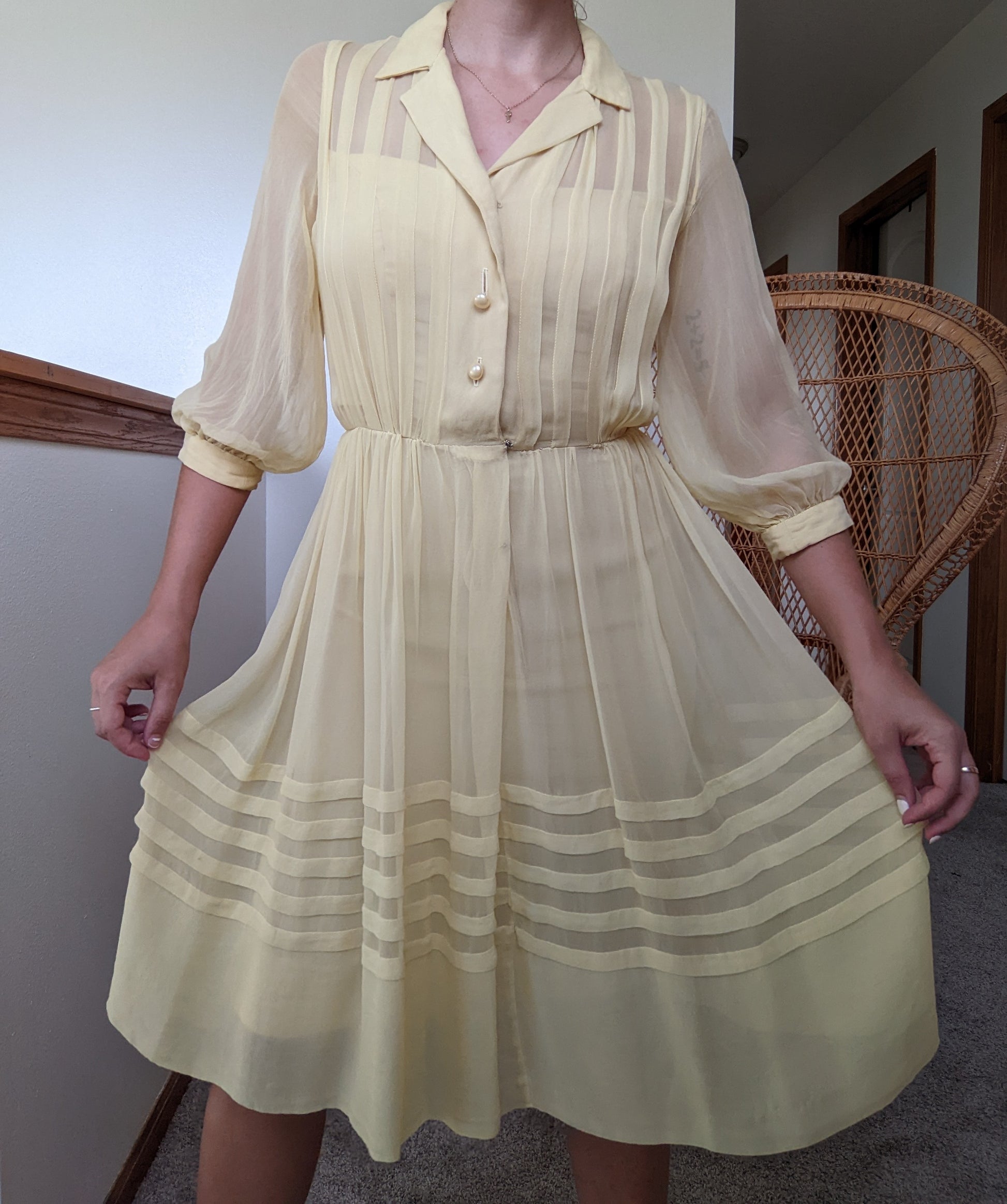 1940s Pastel Yellow Dress Dress Rad Bonnie's Vintage