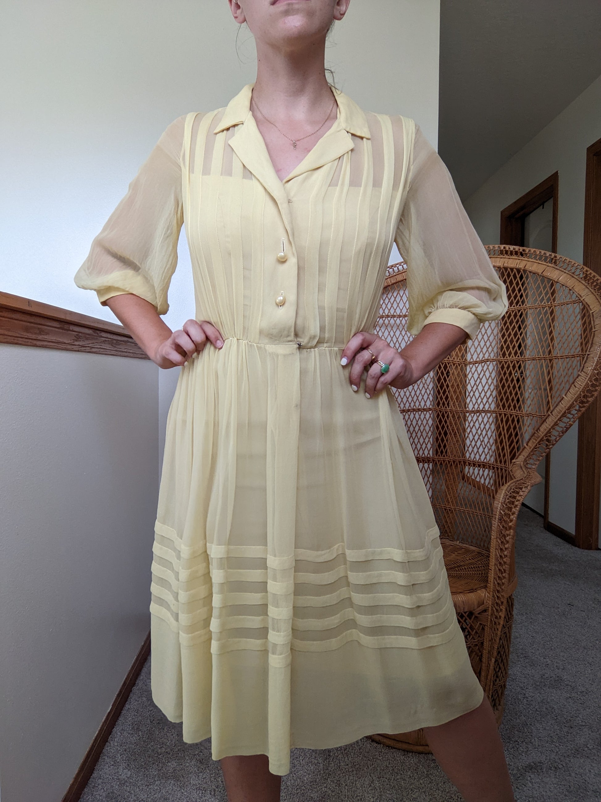 1940s Pastel Yellow Dress Dress Rad Bonnie's Vintage