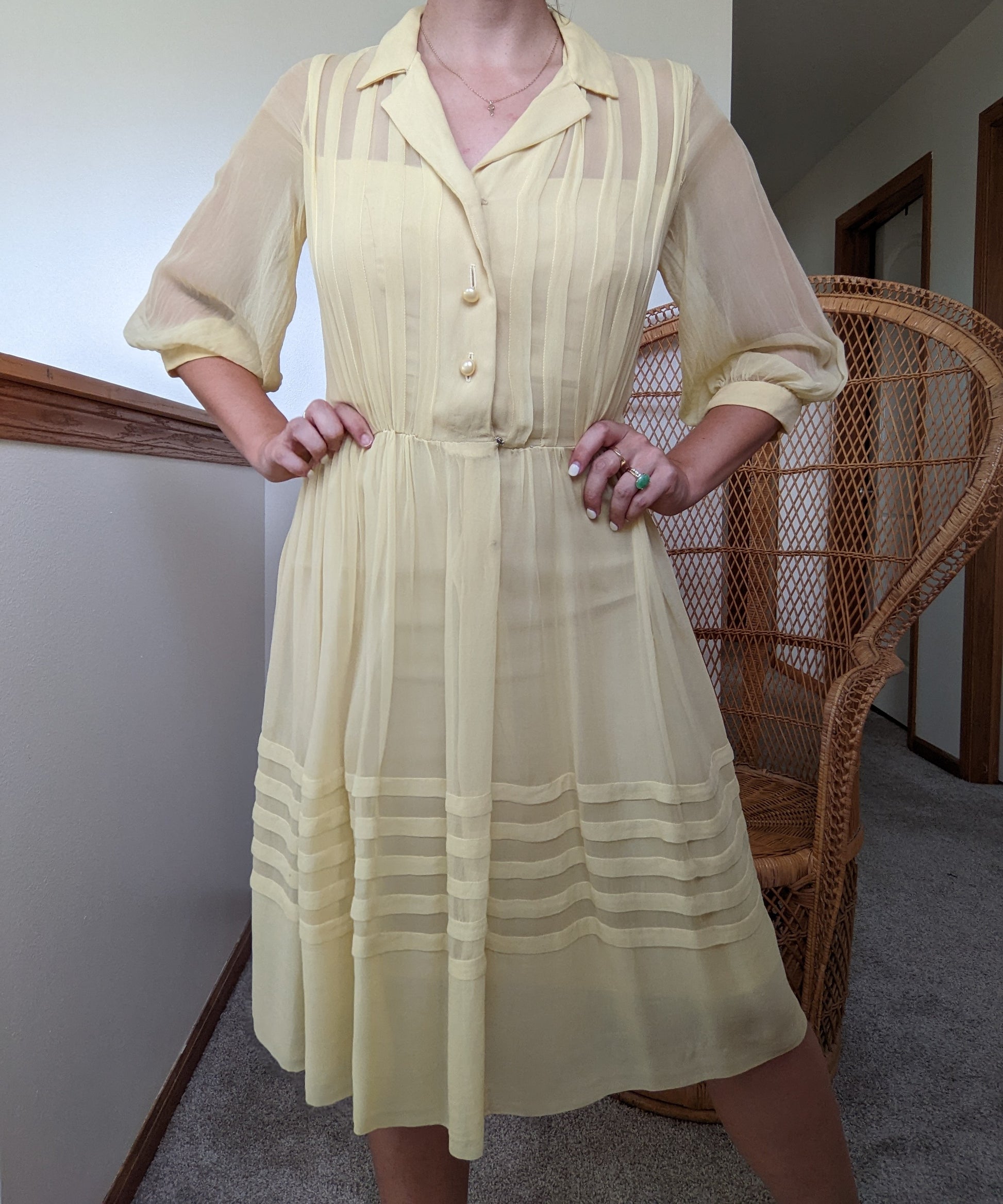 1940s Pastel Yellow Dress Dress Rad Bonnie's Vintage