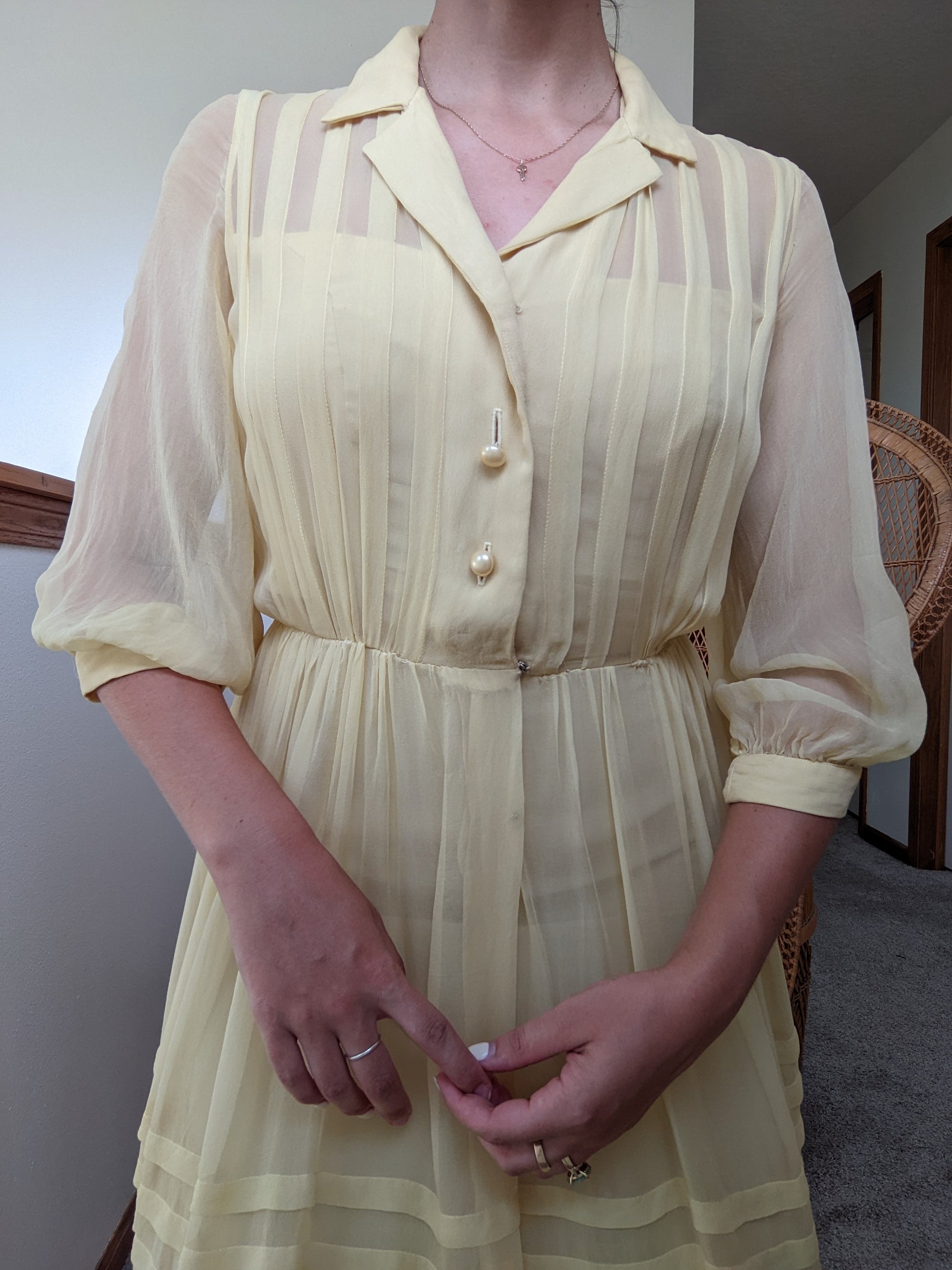 1940s Pastel Yellow Dress Dress Rad Bonnie's Vintage