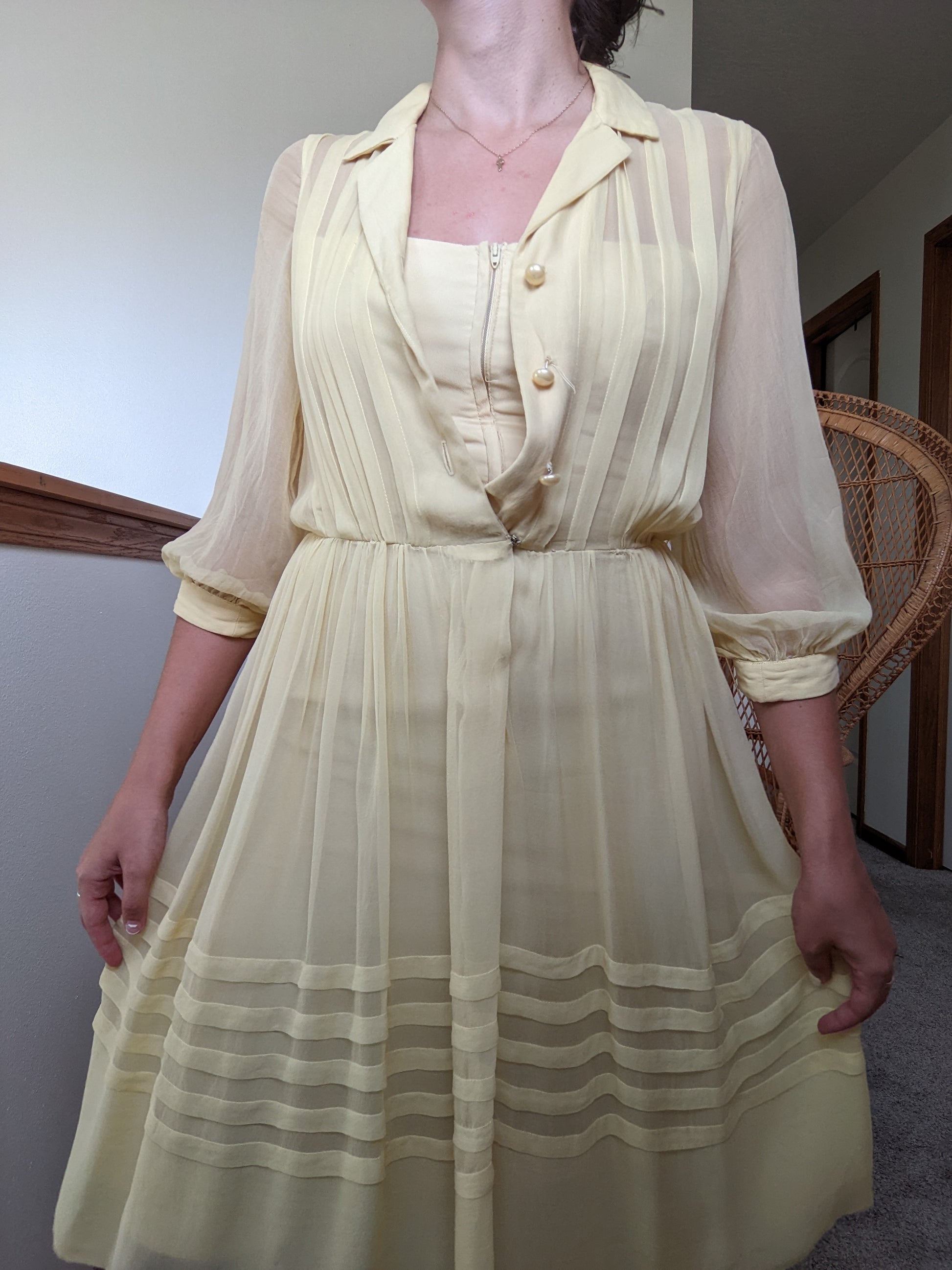 1940s Pastel Yellow Dress Dress Rad Bonnie's Vintage