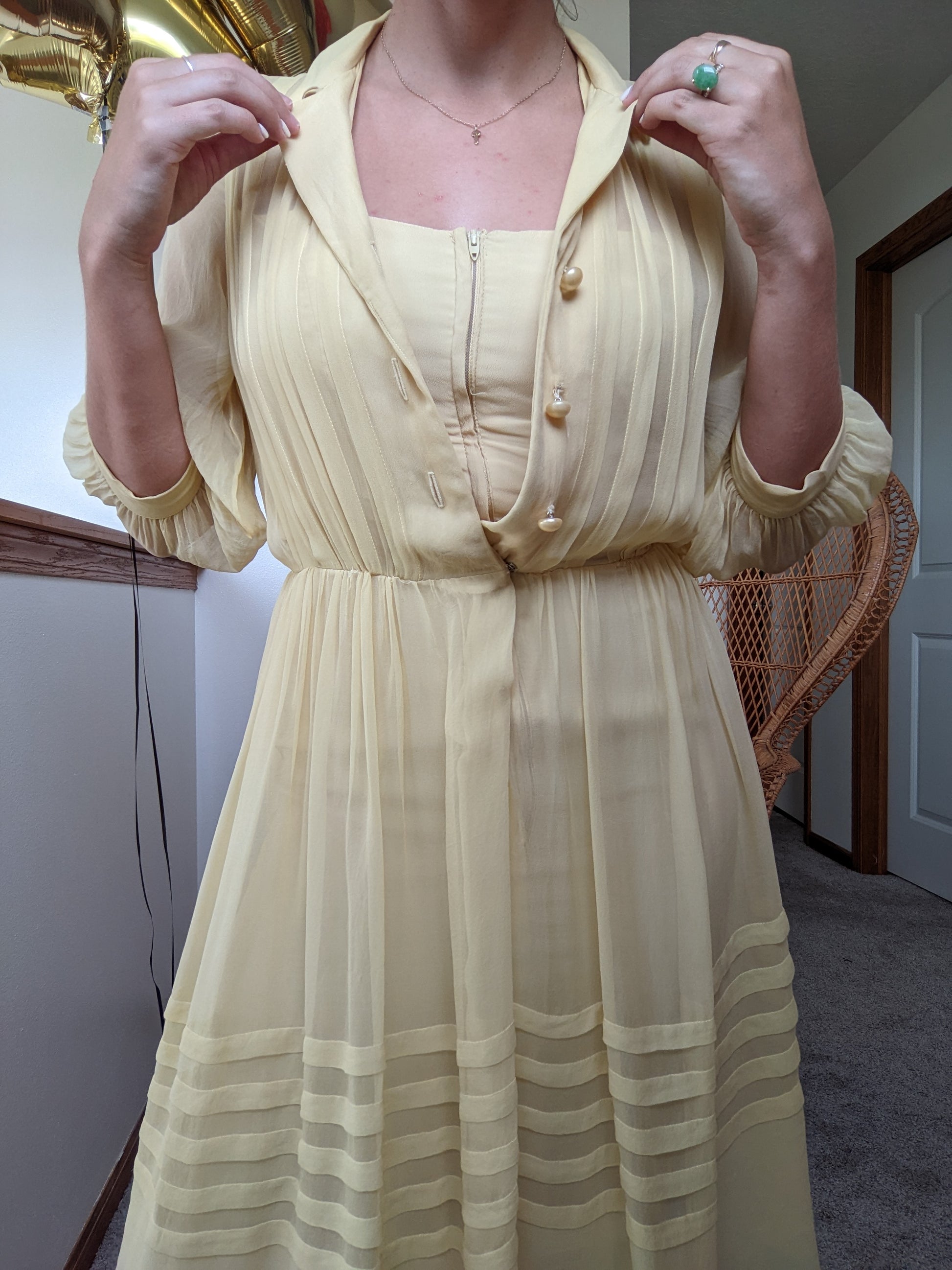 1940s Pastel Yellow Dress Dress Rad Bonnie's Vintage