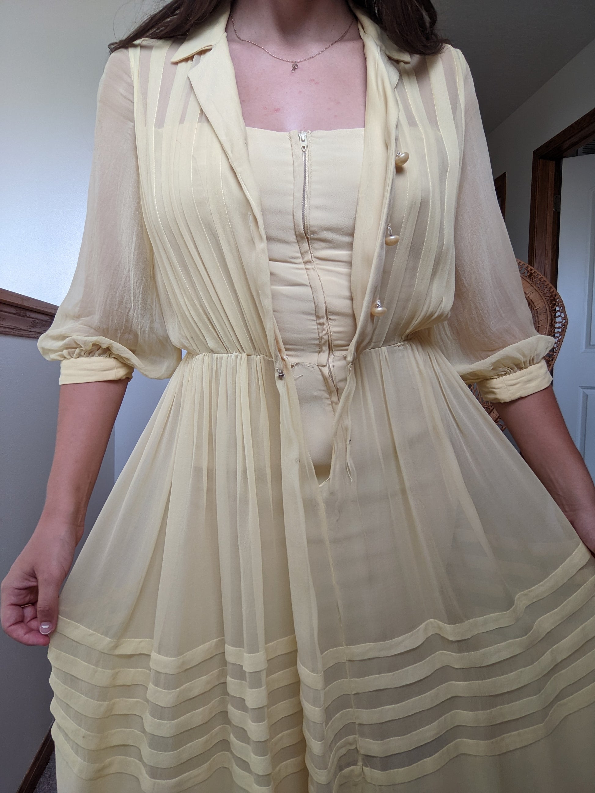 1940s Pastel Yellow Dress Dress Rad Bonnie's Vintage