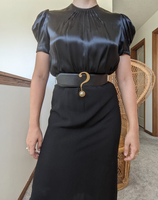1940s Ink Black Dress Dress Rad Bonnie's Vintage