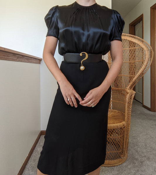 1940s Ink Black Dress Dress Rad Bonnie's Vintage