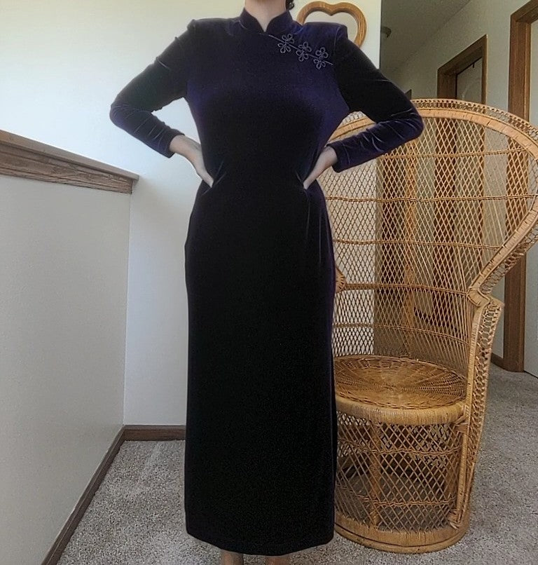 1980s-90s Deep Purple Velvet Dress