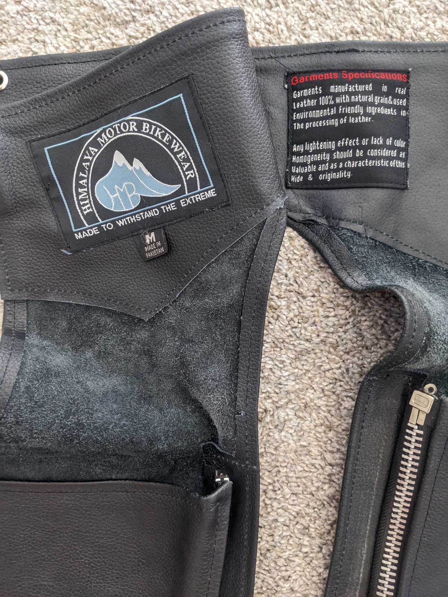 1990s Black Leater Motorcycle Chaps