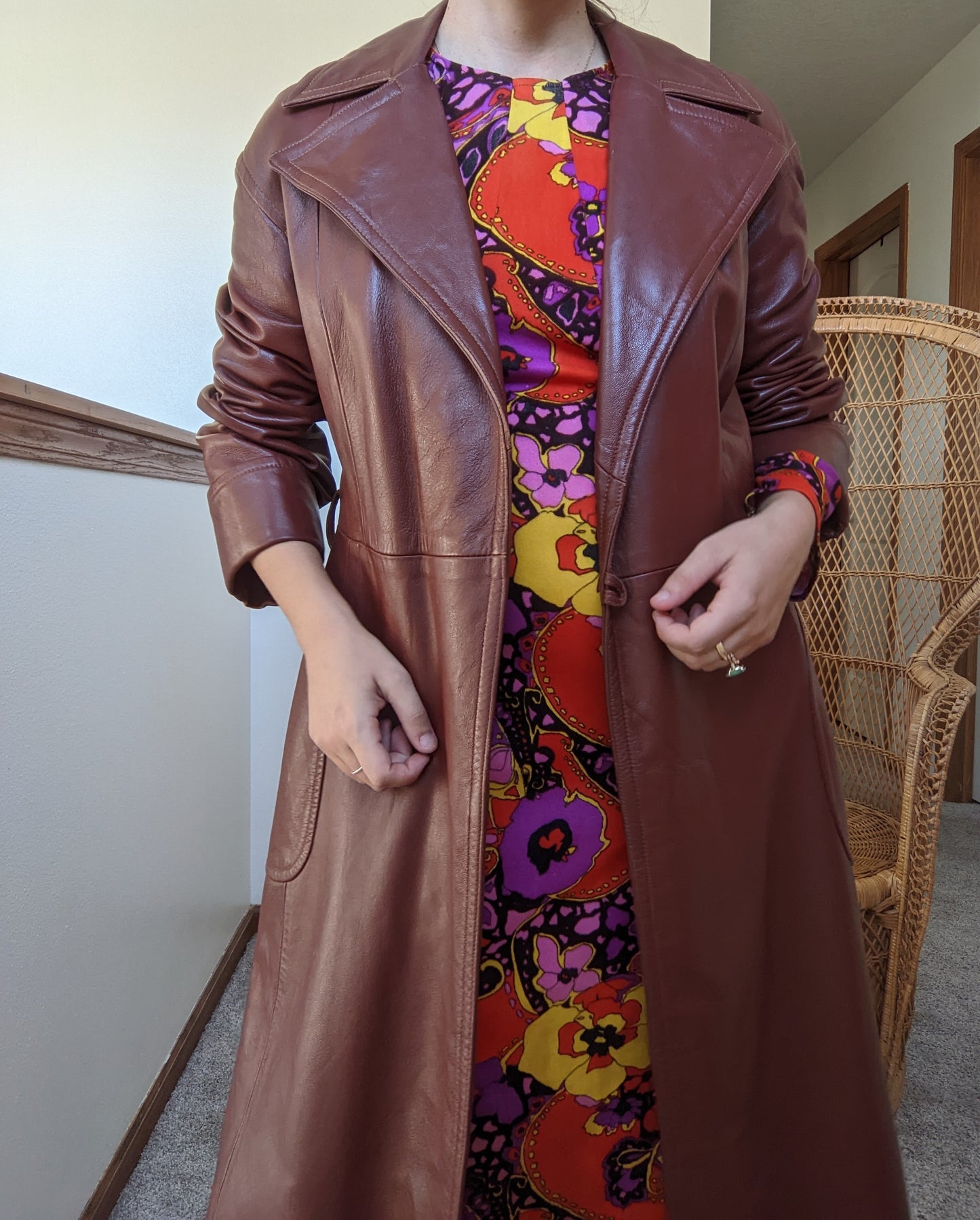 1970s Leather Trench Coat