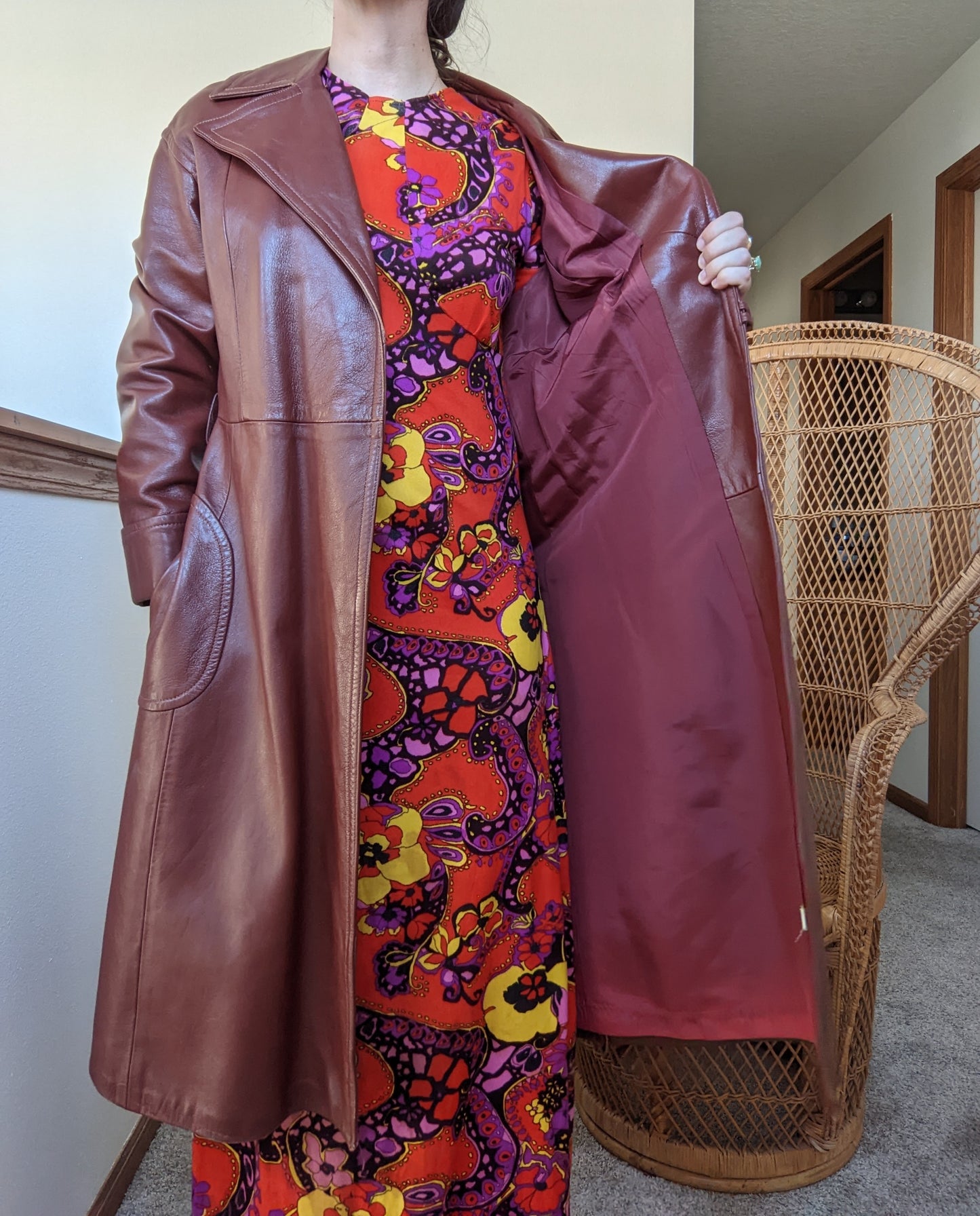 1970s Leather Trench Coat
