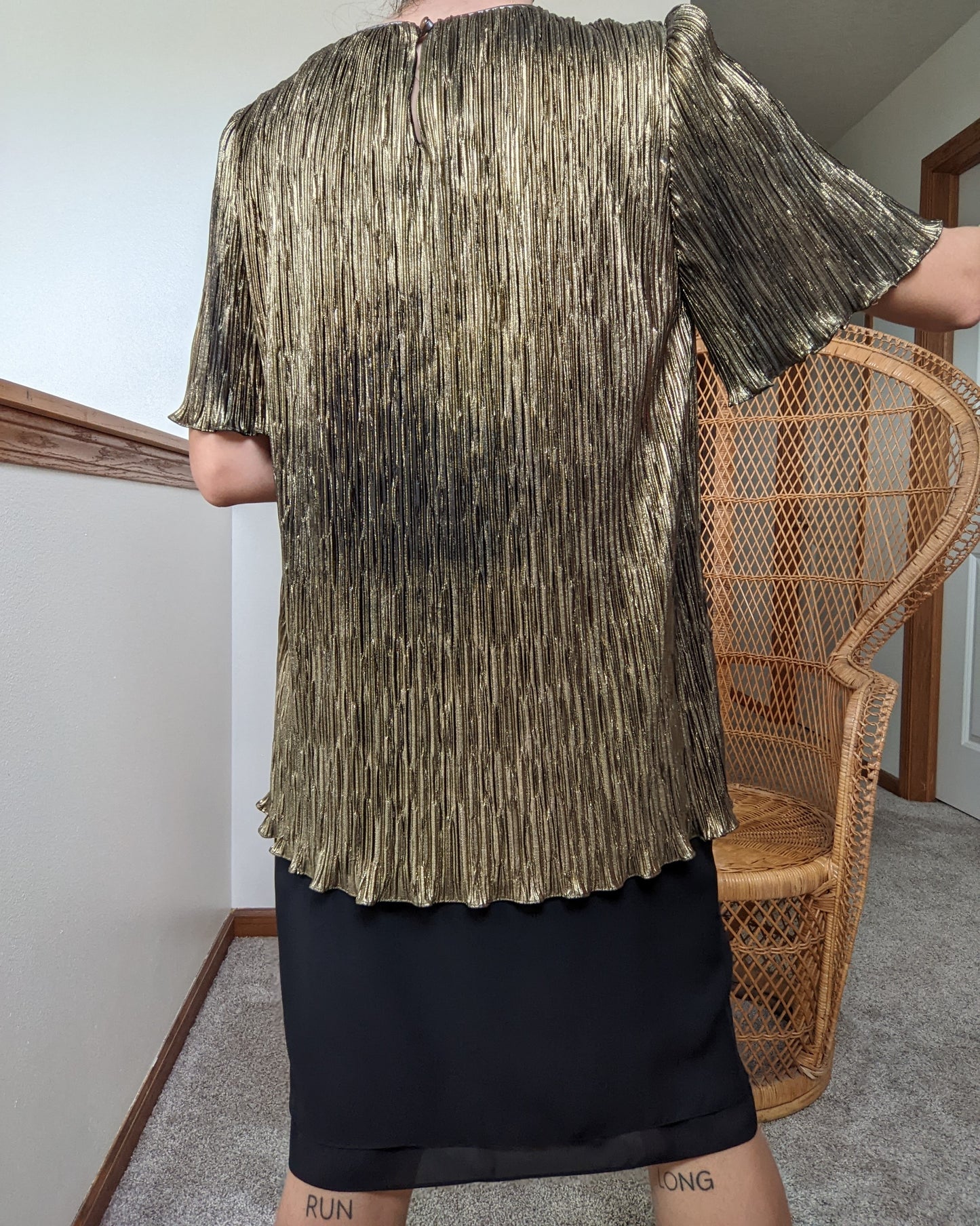 1980s Shimmery Gold Cocktail Dress