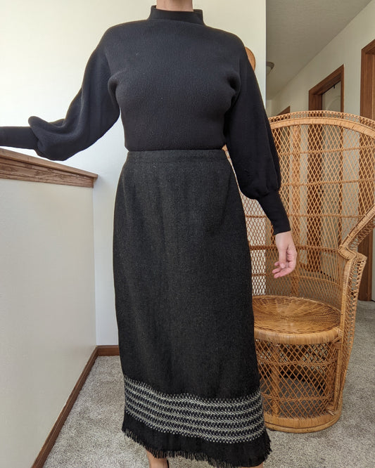1980s Charcoal Blanket Skirt Skirt Rad Bonnie's Vintage