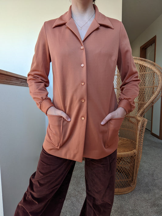 1970s Pumpkin Orange Chore Shirt Shirt Rad Bonnie's Vintage
