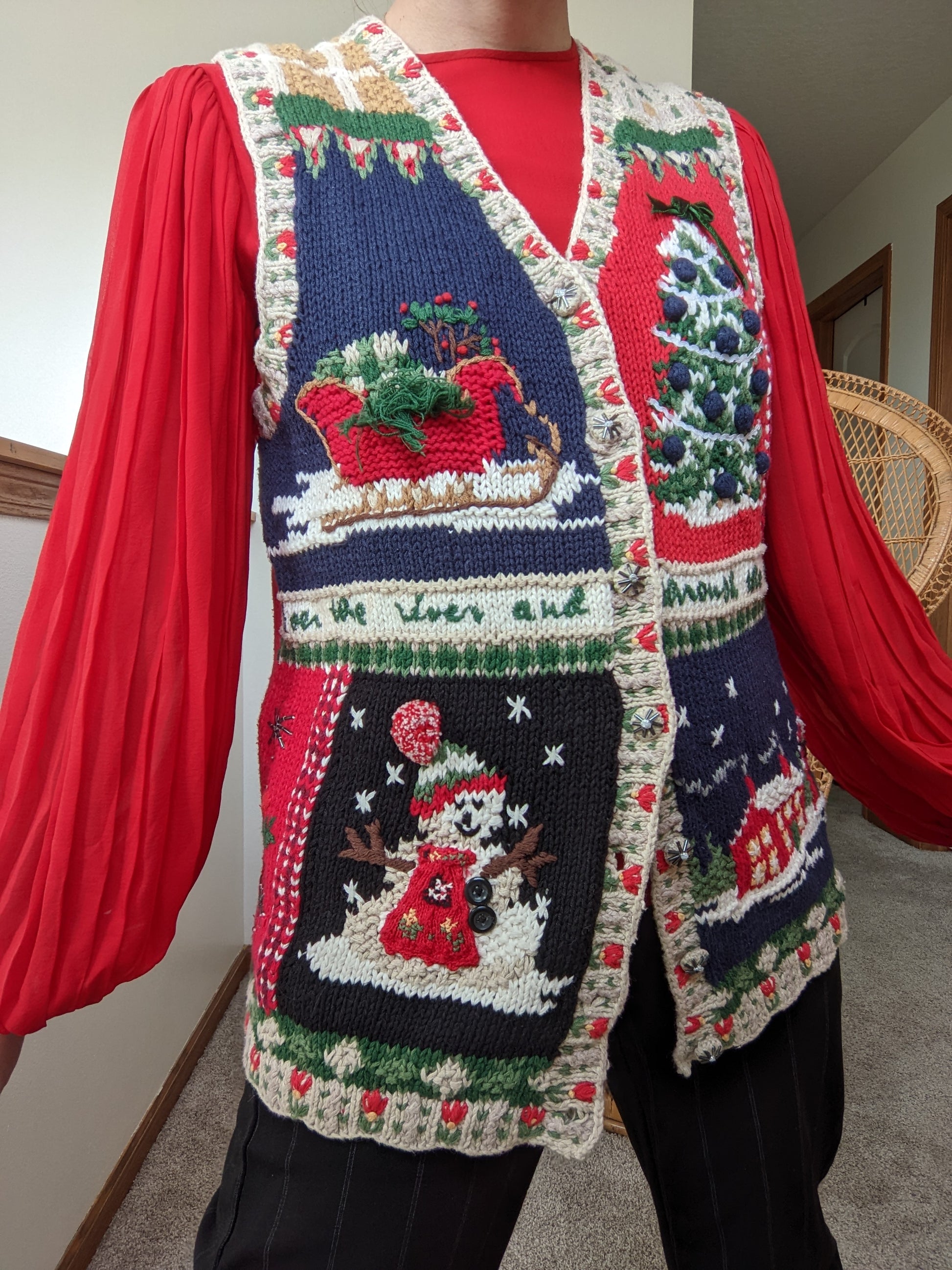 1980s Holiday Vest Vest Rad Bonnie's Vintage