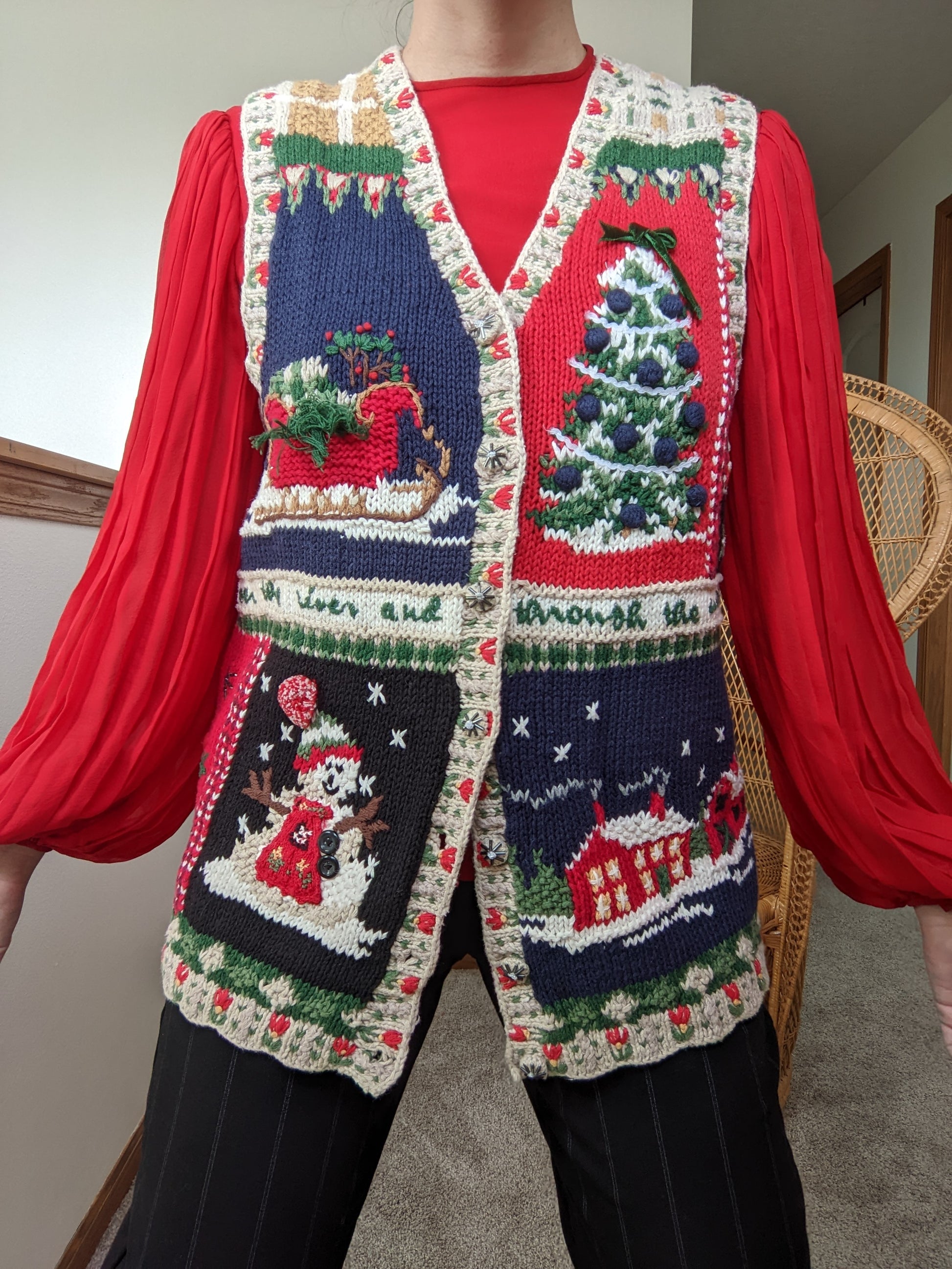 1980s Holiday Vest Vest Rad Bonnie's Vintage